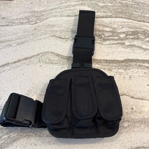 Black Drop Leg Triple Multi-Purpose Pistol Magazine Pouch Holder Ammo